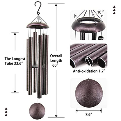 ASTARIN 60 in Extra Large Wind Chimes Outside - size: 60" Bronze