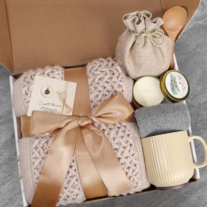 Get Well Soon Gifts Baskets for Women, Mothers Day Birthday Gifts Self Care Package Inspirational Thinking of You Feel Better Encouragement Gift for Her Sister Girlfriend Best Friend Grandma Coworker - color: Deep Khaki