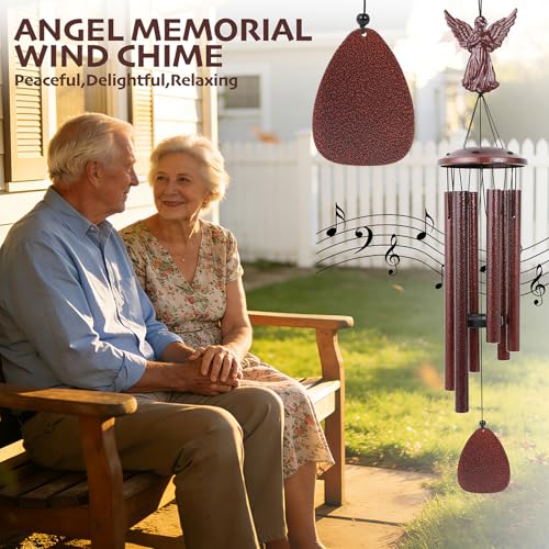 Aluminium Memorial Wind Chimes36 to Outdoor/Indoor Decoration, Classic Sympathy Gift for Bereavement, Loss of Loved One to Bring Comfort & Atmospher (Angel+DIY)