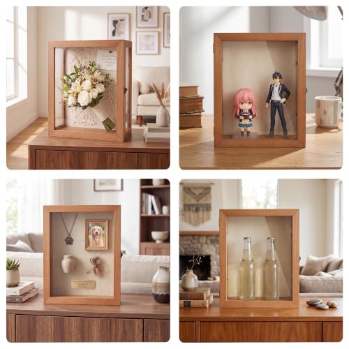 11x14x6 Extra Deep Shadow Box with 3 Removable Panels,Carbonized - color: Carbonized, size: 11x14x6