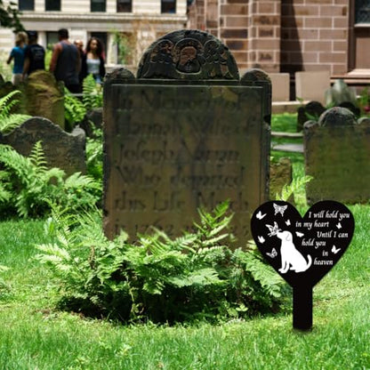 GLOBLELAND Heart Shaped Dog Butterfly Garden Stake for Dogs Memorial Remembrance Plaque Stake Cemetery Acrylic Waterproof Sympathy Garden Stakes for Yard Grave Cemetery - color: Butterfly Dog