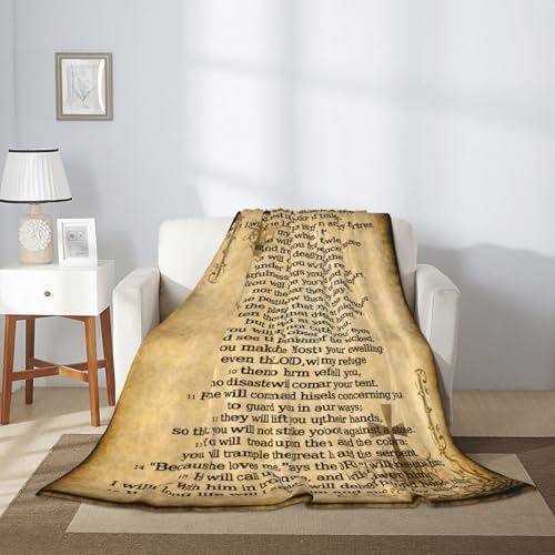 Psalm 91 Gifts Blanket for Women Christian Gifts Faith Bible Religious Gifts Christian Inspirational Blankets Soft Flannel Throw Blanket 80"X60" - color: Psalm 91, size: 80"x60"