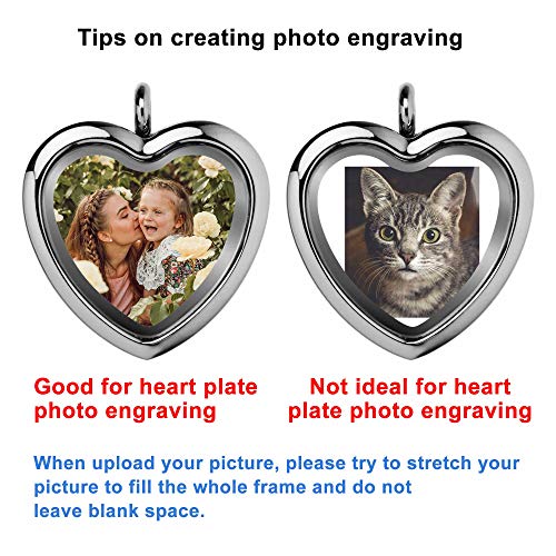 Custom Photo Text Engraved Heart Floating Living Locket Crystal Pendant Keychain - color: Red - 1 Photo Engraving+ 1 Message Engraving