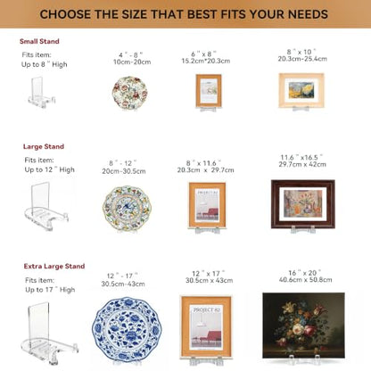 Acrylic Easel Display，Plate Stand for Display，Adjustable Clear Display Holder for 8" to 12" Platter, Book, Card, Frame, Picture, Artwork, Plaque ( Large-1pc 8"-12") - size: Large-1pc(8"-12")