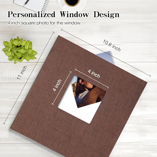 potricher Self Adhesive Photo Album 40 Pages, Linen cover, Brown | Photo Album Self Adhesive 4x6 5x7 8x10 Pictures, Linen Cover DIY Scrapbook Albums for Family, Wedding, Baby, Anniversary - color: Brown, size: 11x10.6 Inches 40 Pages