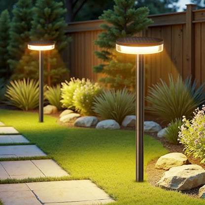 LETMY Solar Pathway Lights Outdoor, 2 Pack 2X Brighter Solar Lights Outdoor Waterproof, Taller Pathway Light with Larger Panel, Auto On/Off Up to 12Hrs Driveway Light for Yard Outside Patio Path Lawn - size: 2 Pack