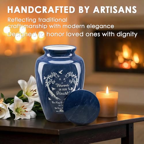 Emvency Urn for Ashes, Metal Alloy, 10" H x 6" W, Tree Heart - color: Marble
