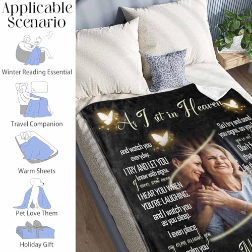 Custom Memorial Blanket with Photo - Sympathy Gift for Loss of Loved One - color: Style 14
