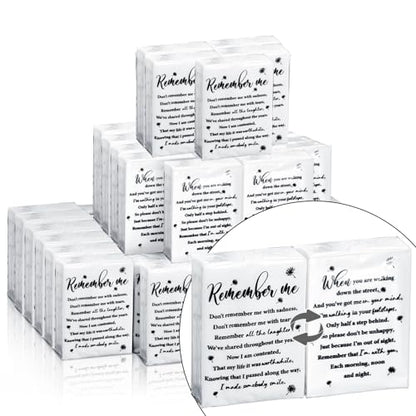 Sinmoe 30 Pack Funeral Tissues Packs for Guests Memorial Keepsakes Facial Pocket Tissues Bulk Favors Inspirational Poem 3 Ply Mini Travel Size Tissue Packs for Guests Relatives Family (Memorial) - style: Memorial