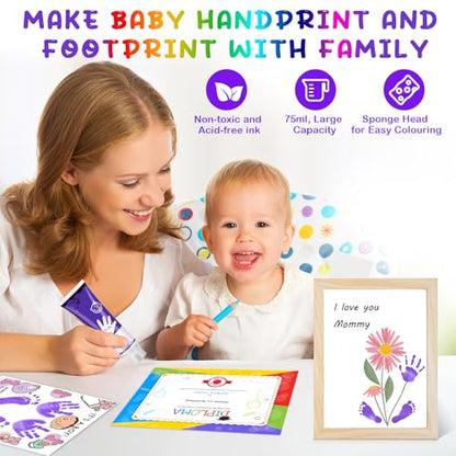 Baby Hand and Footprint Paint with Sponge Head, 2.54 fl oz, Non-Toxic & Acid-Free, Washable Baby Safe Paint for Newborn Keepsakes, Dog Nose & Paw Prints, Ideal New Mom Gift - Purple - color: Purple