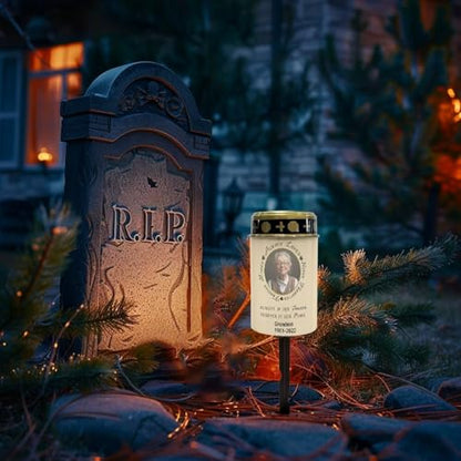 Customizable Photo Solar Grave Lights for Cemetery Solar Power Outdoor Flameless Candle Waterproof LED Candles Lantern Solar Powered Flameless Candle Lights - color: 2 Personized