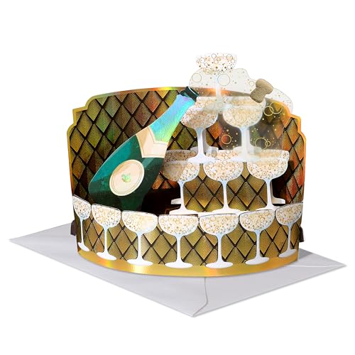 Papyrus Blank Pop-Up Card for Weddings, Engagement, Anniversary and all Occasions (Champagne Toast) - color: FSC Champagne Displayable