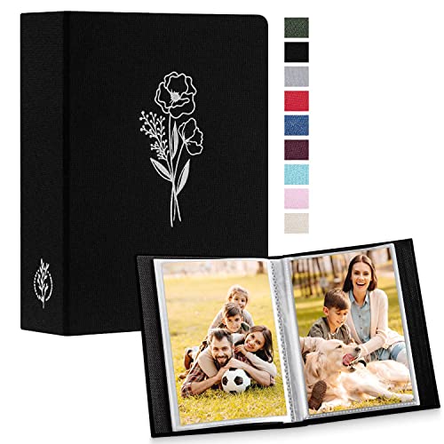Lanpn Photo Album 4x6 50 Pictures 2 Packs, Small Mini Capacity Linen Photo Book Sets, Each Pack Holds 100 Top Loader Vertical Only Picture for Kids Boy Girls Black - color: Black, size: 50 Pockets/2PK