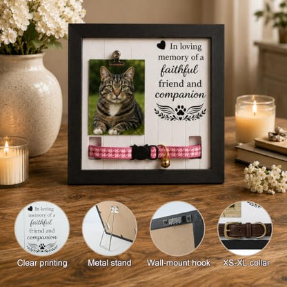 Dog Memorial Picture Frame with Collar Holder, Pet Memorial Gifts for Loss of Dog and Cat, Pet Loss Sympathy Remembrance and Bereavement Gift, Pet Memorial Frame Keepsake for Dogs Passing away