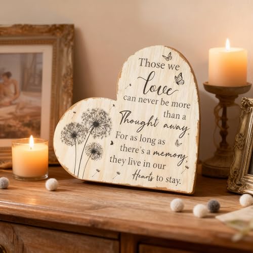 Yookeer Sympathy Gift Memorial Heart Present for Loss of Loved One Bereavement Gift Bereavement Sign Grieving Decorative Plaque for Loss of Deceased Father Mother Son Brother Condolence(Dandelion) - style: Dandelion