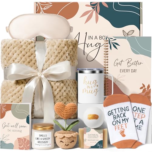 Get Well Gifts Basket for Women After Surgery Recovery Cancer Care Package | Get Well Soon Gift Baskets Feel Better Chemo Self Care Package Thinking of You Encouragement Comfort Gift Box for Sick Friend - color: Light Tan