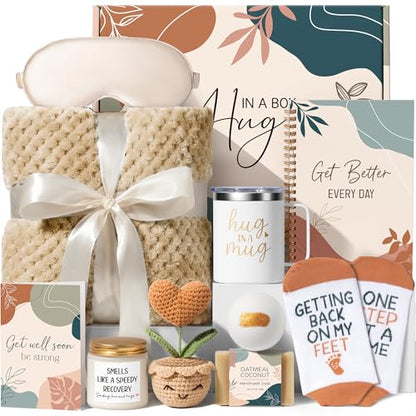 Get Well Gifts Basket for Women After Surgery Recovery Cancer Care Package | Get Well Soon Gift Baskets Feel Better Chemo Self Care Package Thinking of You Encouragement Comfort Gift Box for Sick Friend - color: Light Tan