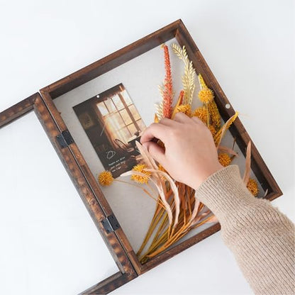 Muzilife 11x14 Shadow Box Pine Wood with Unique Bead Door, 3.18 Deep, Black - color: Brown-bead Shape, size: 11"x14"