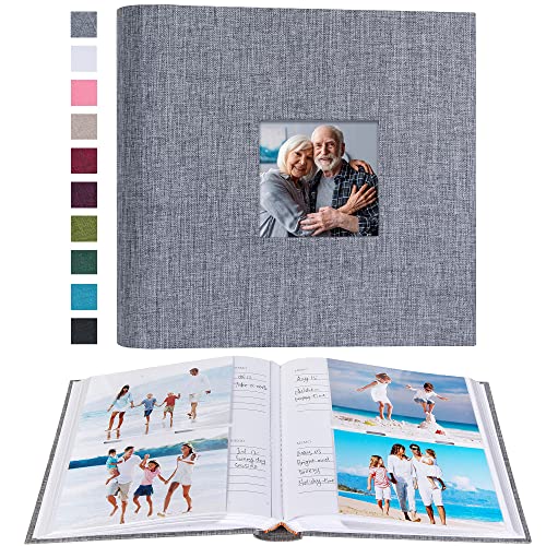Mublalbum Small 4x6 Photo Album, 200 Pockets, Linen Cover, Gray | Linen Cover with Memo Areas, Front Window, Pictures Book with Horizontal Pockets for Wedding, Family, Baby, Vacation - color: Gray, size: 200 Horizontal Pockets