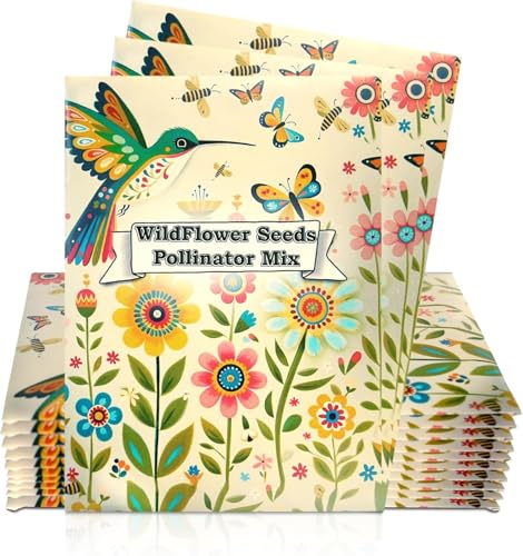 25 Wildflower Seed Packets - Pollinator Seed Mix for Guests - Thank You Gifts Party Favors - Gifts Wild Flower Throw and Grow Perennial Annual Mix to Attract Pollinators Bees - Hummingbirds Non-GMO - size: Pack of 25