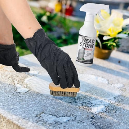 Mixweer 8 Pcs Grave Cleaning Kit for Cemetery, Gravesite Granite Clean | 1 Headstone Cleaner, 1 Spray Cloth, 1 Bristle Brush, 1 Scrub Brush, 1 Sponge, 2 Gloves, 1 Scraper, for Tombstone Cleaning