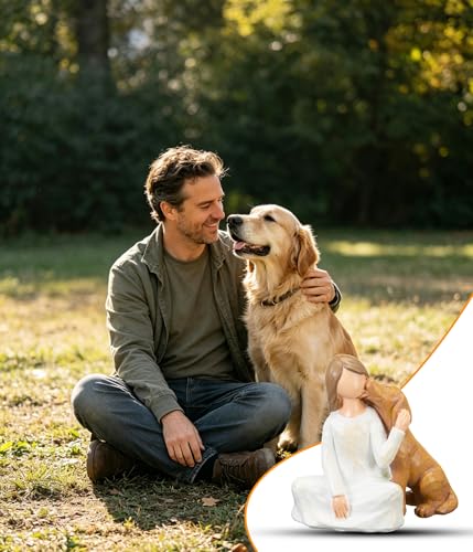 Dog Memorial Gifts for Loss of Dogs,Pet Loss Sympathy Gift,Angel of Friendship Figurine Statue for Loving Pets and Dog Lovers(Brown Dog - color: Brown Dog