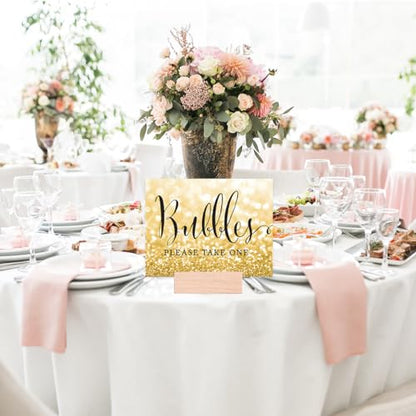Andaz Press Wedding Party Signs, Glitzy Gold Glitter, 8.5x11-inch, Bubbles Please Take One Sign, 1-Pack - color: Activities Bubbles