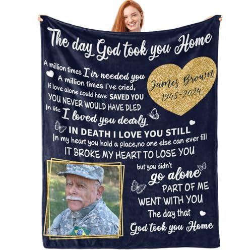 Custom Memorial Blanket with Photos for Loss of Loved One Personalized | Sympathy Gift Personalized Bereavement Blanket for Husband Wife Son Daughter - color: Multi 6