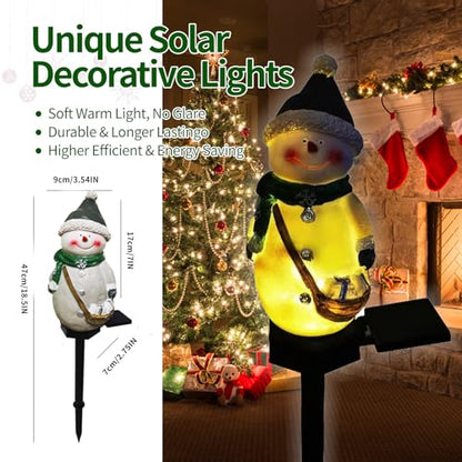 QH & Garden Resin Snowman Solar Lights Outdoor Waterproof | Christmas Garden Stake Lights, Outdoor Christmas Decorations, Snowman Stake Landscape Lamp, Patio Yard - style: Snowman