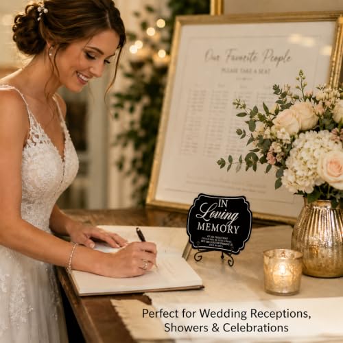 Wedding Table Sign - In Loving Memory - with Metal Stand, Wooden Reception Decor, 5x7 Inch Wedding Signs for Memory Table, Wedding Party, Pet Souvenirs, and other decorations & accessories (Black)- 07