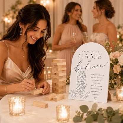 Marriage Is a Game of Balance Sign, Tumbling Tower Game Sign - color: Tumbling Tower