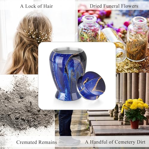 SOITIS Customized Small Urns for Human Ashes Keepsake, 2.83 Inches Urn for Women Men, Customized Aluminum Cremation Urns for Human Ashes-Blue Urn - color: Custom-blue