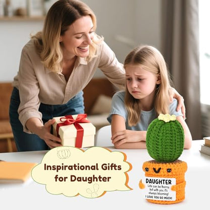 Agantree art Birthday Daughter Girls Gifts from Mom Dad Inspirational Crochet Cactus for Step Bonus Daughter Graduation Present for Teens Girls Teenager Back to Schhol Christmas - style: Daughter
