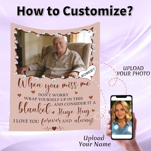 Personalized Sympathy Blanket Custom Memorial Blanket with Photos for Loss of Loved One in Loving Memory Bereavement Grief Gifts for Father Mother Husband Wife Friends (Style-6)