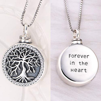Aniu S925 Sterling Silver Urn Necklace Cremation Jewelry for Ashes - color: Tree of Life-G
