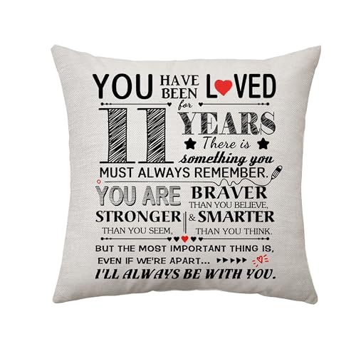 11th Birthday Gift Inspirational Reminder Gifts for 11th Birthday Decoration Pillowcase Throw Pillow Cover Gifts for 11 Years Girls and Boys Idea Daughter Son Birthday Keepsake 45 x 45 cm (11) - color: 11