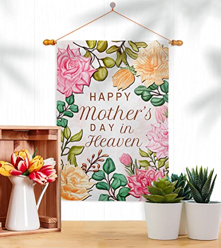 Mother In Heaven House Flag - Dowel Set Family Mother's Day Mom Mama Grandma Love Flowers Parent Sibling Relatives Grandparent - Banner Small Garden Yard Gift Double-Sided Made USA 28 X 40 - color: Mothers Day Decorations Tapestry Made In USA