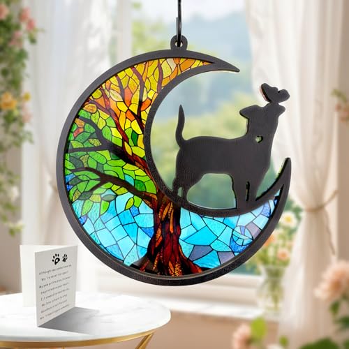 Dog Memorial Suncatcher,Pet Remembrance Gift with Sympathy Card for Loss of Dog,Tree of Life DIY Ornament(God's Butterfly) - color: Butterfly