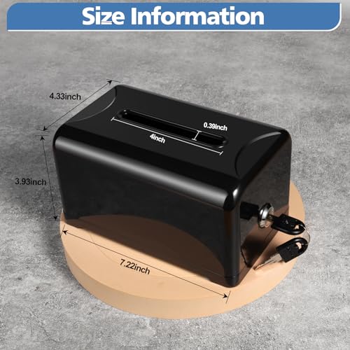 Tip / Donation / Suggestion / Business Card Collection Box with Lock (Black)