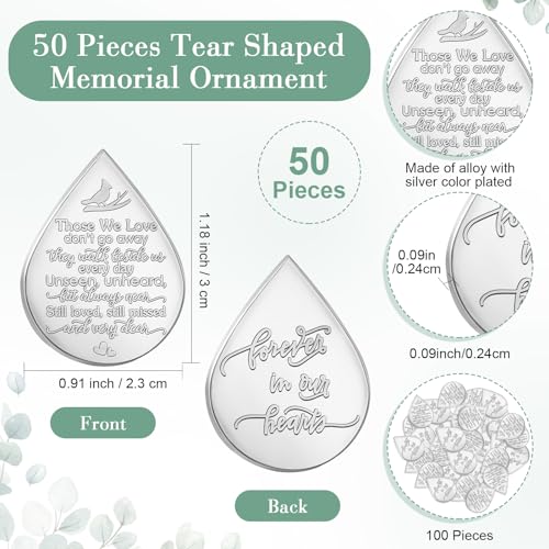 Ctosree 50 Sets Funeral Favors for Guests Tear Shaped Pocket Hug Token Memorial Sign with Poem Cards and Organza Bags for Family Church Funeral Prayer Gifts