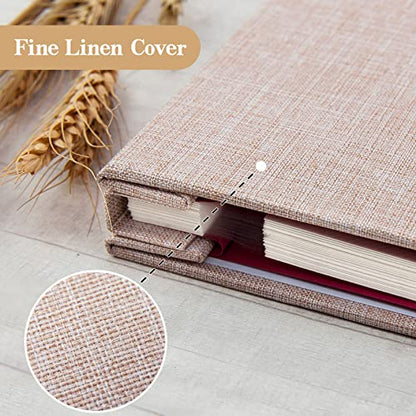 potricher Self Adhesive Photo Album 40 Pages, Linen cover,Beige | Photo Album Self Adhesive 4x6 5x7 8x10 Pictures, Linen Cover DIY Scrapbook Albums for Family, Wedding, Baby, Anniversary - color: Beige, size: 11x10.6 Inches 40 Pages