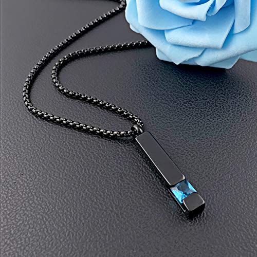 YOUFENG Urn Necklaces for Ashes Birthstone Cube Urns for Human Ashes Memorial Cremation Urn Locket Keepsake Ashes Jewelry - style: December
