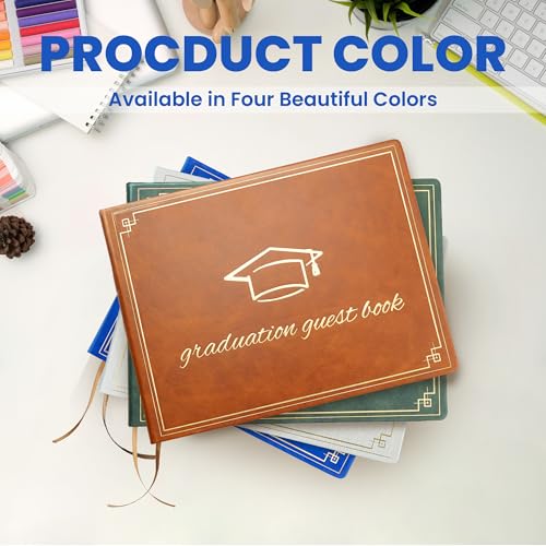 Graduation Guest Book 2026 - Memory Scrapbook for College Gifts Graduation, Guest Book for Graduation Party Sign-In with Custom Message 120 Pages, 7x9 Inch Elegant Graduation Yearbook (Brown) - color: brown
