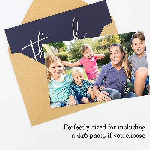 NESCCI 24 PCS Thank You Cards With Envelopes,4x6 Inch Minimalistic Design | Thank You Card,Thank You Notes for Wedding, Business, Baby Shower, Small Business, Funeral, Graduation (Navy Blue) - size: 24 Pack