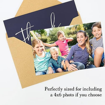 NESCCI 24 PCS Thank You Cards With Envelopes,4x6 Inch Minimalistic Design | Thank You Card,Thank You Notes for Wedding, Business, Baby Shower, Small Business, Funeral, Graduation (Navy Blue) - size: 24 Pack