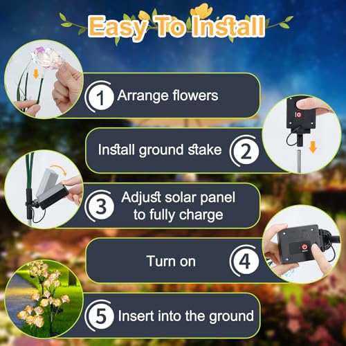 [24 Bigger Roses] Solar Garden Lights Outdoor, Birthday Gifts for Mom Women Preserved Flowers Solar Light, IP65 Waterproof Garden Decoration for Outside Yard Patio Lawn Path Cemetery Grave-Auto ON/Off
