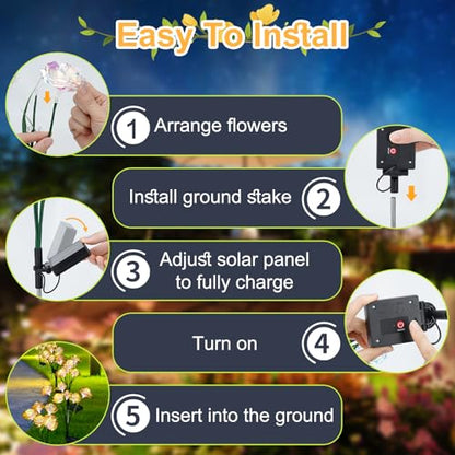 [24 Bigger Roses] Solar Garden Lights Outdoor, Birthday Gifts for Mom Women Preserved Flowers Solar Light, IP65 Waterproof Garden Decoration for Outside Yard Patio Lawn Path Cemetery Grave-Auto ON/Off