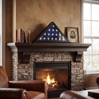 Folded Flag Display Case for 5'x9' Military Burial Flag, Black Solid Wood - color: Black
