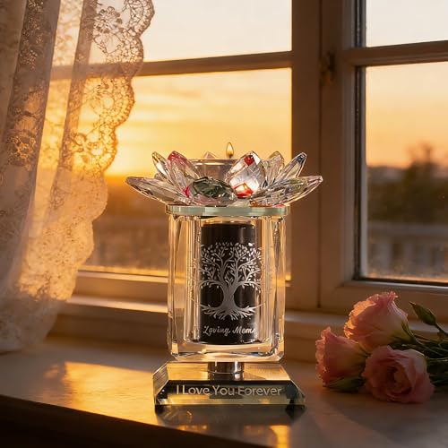 Small Urns for Human,Cremation Keepsake Photo Urn Unique Rotatable Crystal Mini Urns for Ashes Keepsake Decorative Engraving Tree of Life Pattern Urn Remember Your Love One Lost