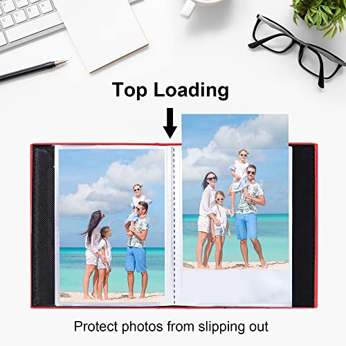 Vienrose Small Photo Album 4x6 Holds 52 Photos, 2 Pack Mini Leather Photo Album with Cover Window, Acid-Free Baby Picture Album for Wedding, Family, Travel & Gift Keepsake, Red - color: Red, size: 26 Pockets